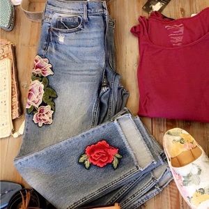 Floral Patchwork Jeans